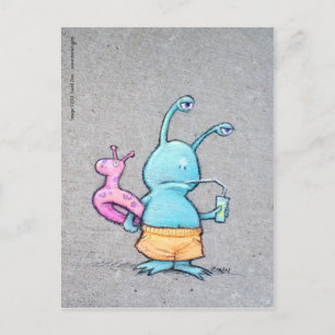 Cartão Postal sluggo na praia