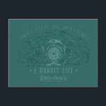 Cartão Postal Small Steps, Big Adventures - A Hobbit Life<br><div class="desc">Channel your inner Hobbit with this cozy Lord of the Rings™ design inspired by the peaceful hills of the Shire™. Featuring a quaint Hobbit hole with its signature round door tucked into a lush, grassy hillside, the artwork is paired with the uplifting phrase, “Small Steps Big Adventures – A Hobbit...</div>