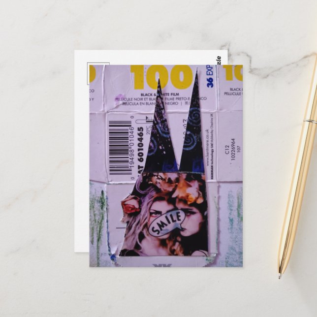 Cartão Postal Smile 100 Mixed Media Collage (Frente/Verso In Situ)