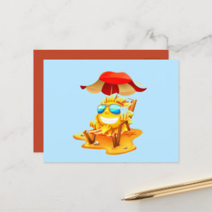 Cartão Postal Smiley Sun Louning Na Cadeira Praia Cartão-Postal