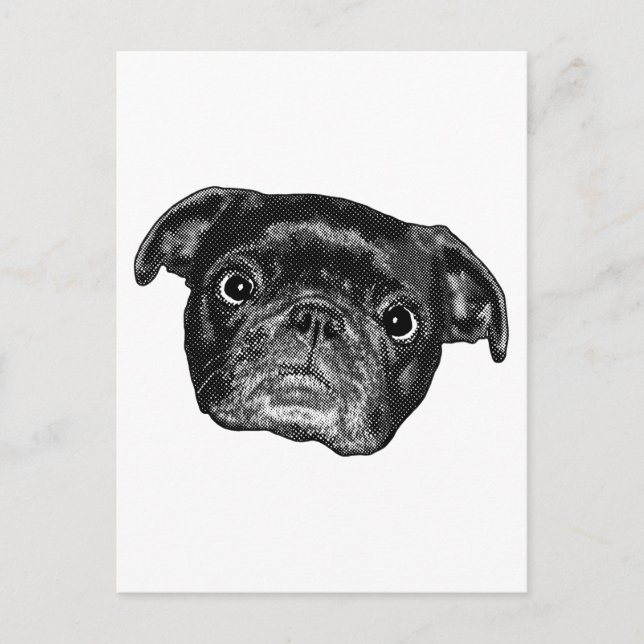 Cartão Postal Smiling Pug Dot Post (Frente)