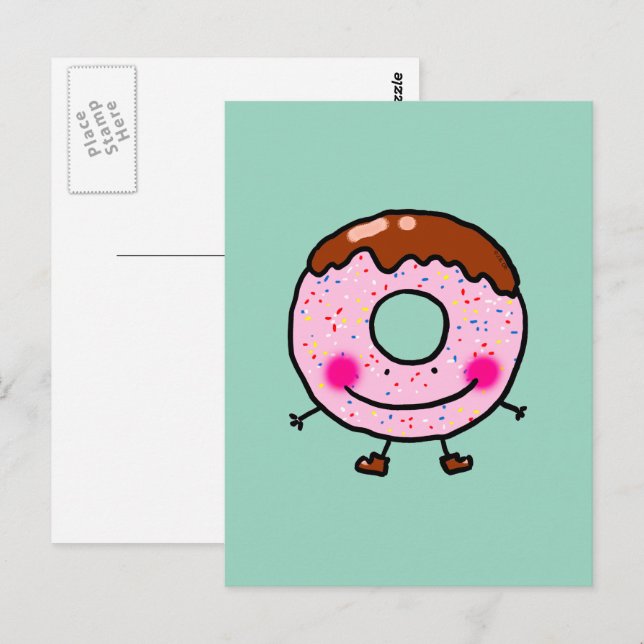 Cartão Postal Smiling Sprinkle Donut Character Art (Frente/Verso)