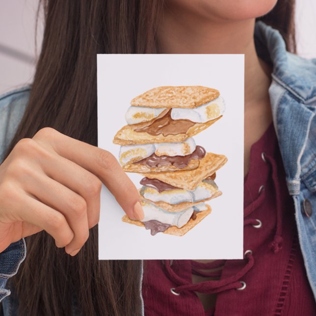 Cartão Postal S'mores Realista da Aquarela (Criador carregado)