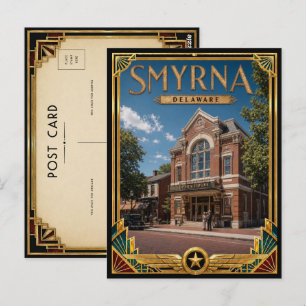 Cartão Postal Smyrna Delaware Arte Deco Vintage Idade Dourada