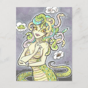 Cartão Postal Snacktime Medusa Humor Fantasy Art Impressão