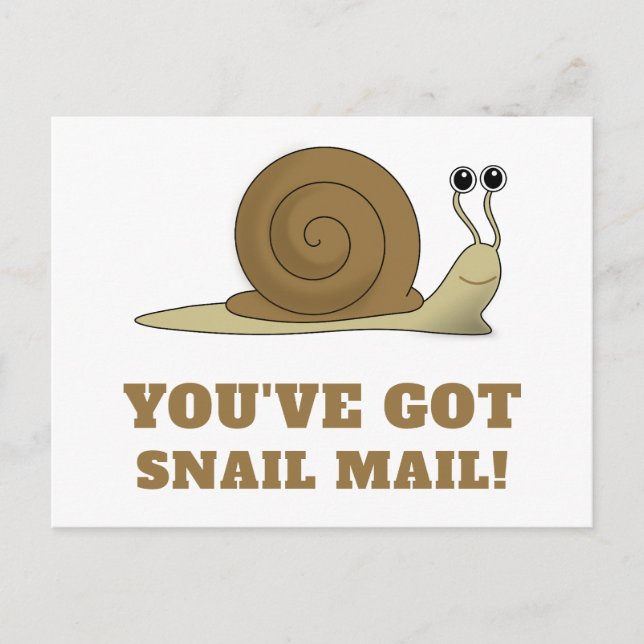 Cartão Postal Snail Mail Cute Funny Retro (Frente)