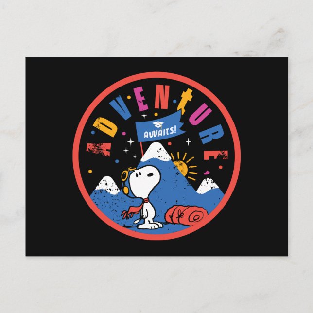 Cartão Postal Snoopy Adventure Awaits Graduation Mountain Design (Frente)