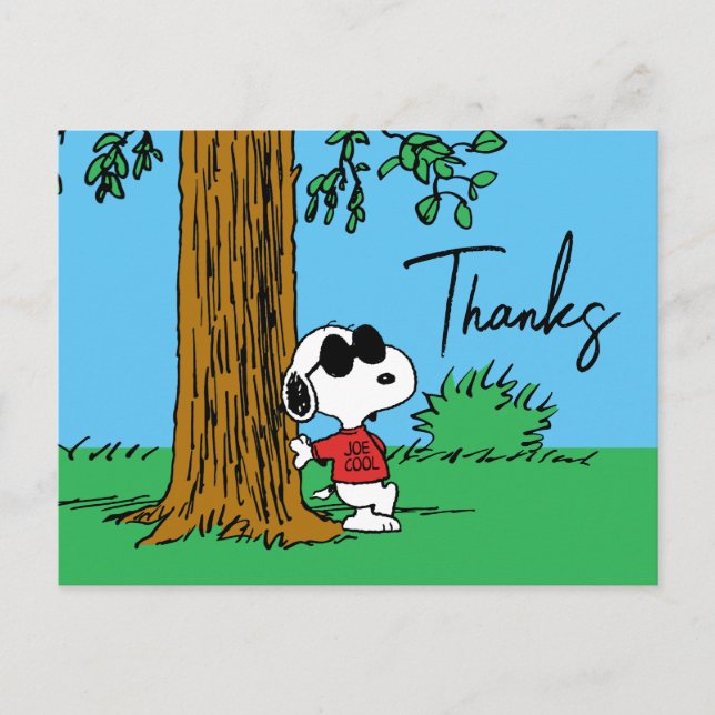 Cartão Postal Snoopy "Joe Cool" em Pé | Obrigado (Frente)