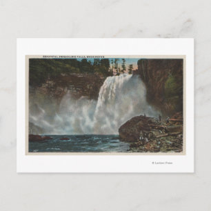 Cartão Postal Snoqualmie Falls, WA - Visão de quedas no fundo