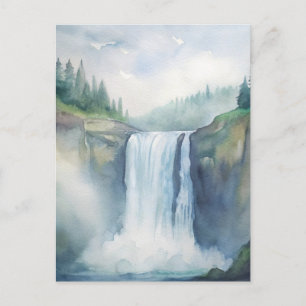Cartão Postal Snoqualmie Falls, WA Watercolor Painting