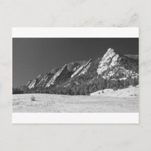 Cartão Postal Snow Dusted Flatirons Boulder CO Panorama BW