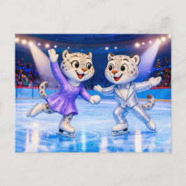 Cartão Postal Snow Leopard Pair Performing Ice Dance Routine in 