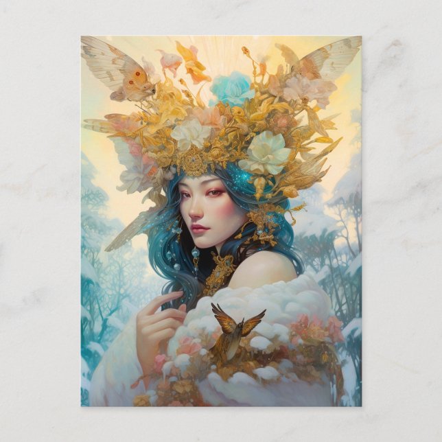 Cartão Postal Snow Queen Fantasy Art (Frente)