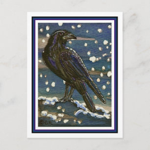 Cartão Postal Snow Raven