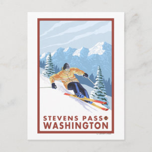 Cartão Postal Snow Skier - Stevens Pass,