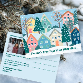 Cartão Postal Snow Winter Village Holiday Christmas CUSTOM Photo