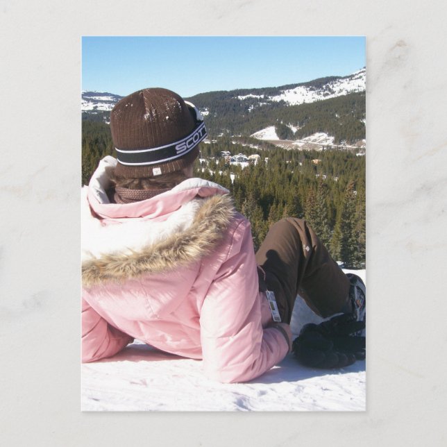 Cartão Postal snowboard de montanha de cobre (Frente)