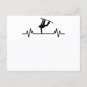 Cartão Postal Snowboard Heartbeat Engraçado Esporte Engraçado Pr