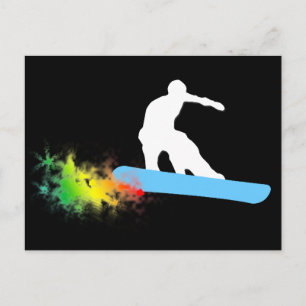 Cartão Postal snowboard. trilha na neve.