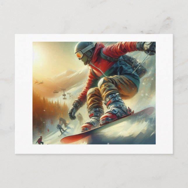 Cartão Postal Snowboarder, (Frente)
