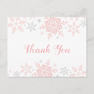 Cartão Postal Snowflake Baby Girl Chá Obrigado Cartão-Postal