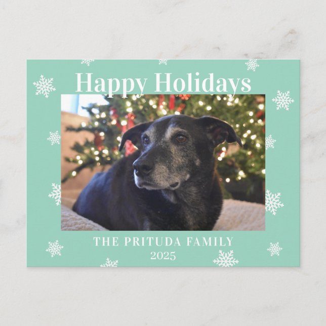 Cartão Postal Snowflake Modern Family Photo Holiday (Frente)