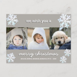 Cartão Postal Snowflake White Opal 3 Foto Feliz Natal