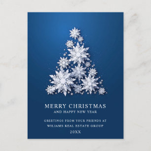 Cartão Postal Snowflakes Saudação Corporativa de Árvore de Na