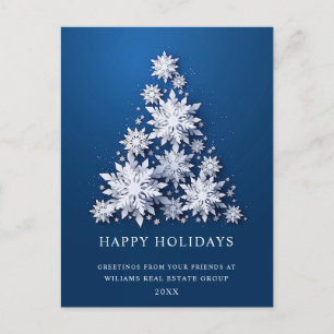 Cartão Postal Snowflakes Saudação Corporativa de Árvore de Na