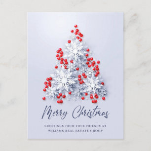Cartão Postal Snowflakes Saudação Corporativa de Árvore de Natal