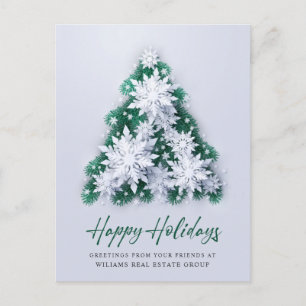 Cartão Postal Snowflakes Saudação Corporativa de Árvore de Natal