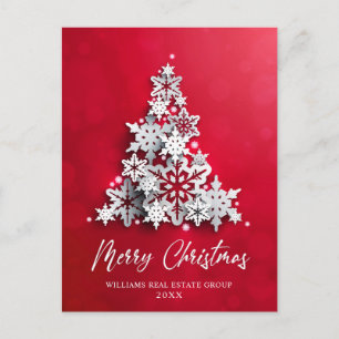 Cartão Postal Snowflakes Saudação Corporativa de Árvore de Natal
