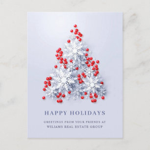 Cartão Postal Snowflakes Saudação Corporativa de Árvore de Natal