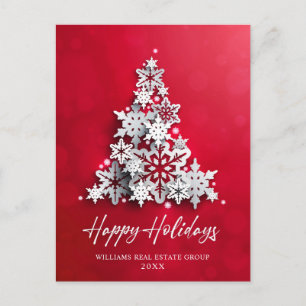 Cartão Postal Snowflakes Saudação Corporativa de Árvore de Natal