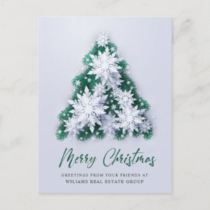 Cartão Postal Snowflakes Saudação Corporativa de Árvore de Natal