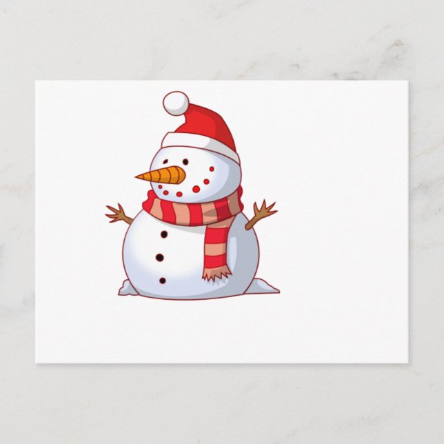 Cartão Postal Snowman Com Chapéu E Scarf (Frente)