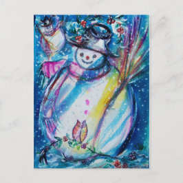 CARTÃO POSTAL SNOWMAN COM OWL