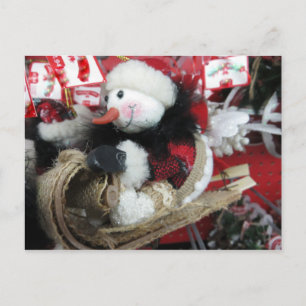 Cartão Postal Snowman de cama