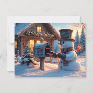 Cartão Postal Snowman de Natal e Caixa de Correio