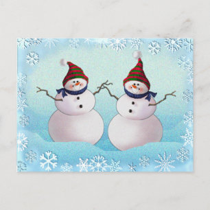 Cartão Postal SNOWMAN & HATS by SHARON SHARPE