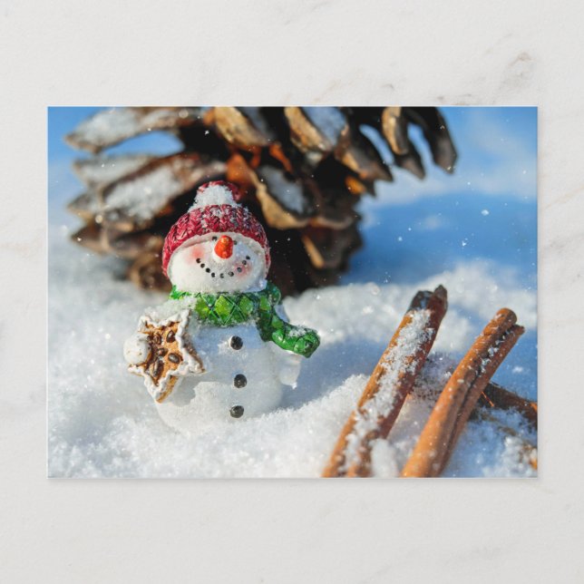 Cartão Postal Snowman Holiday Treat Christmas Cheer (Frente)
