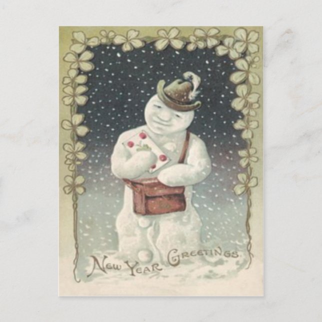 Cartão Postal Snowman - Letra Snowman Shamrock (Frente)