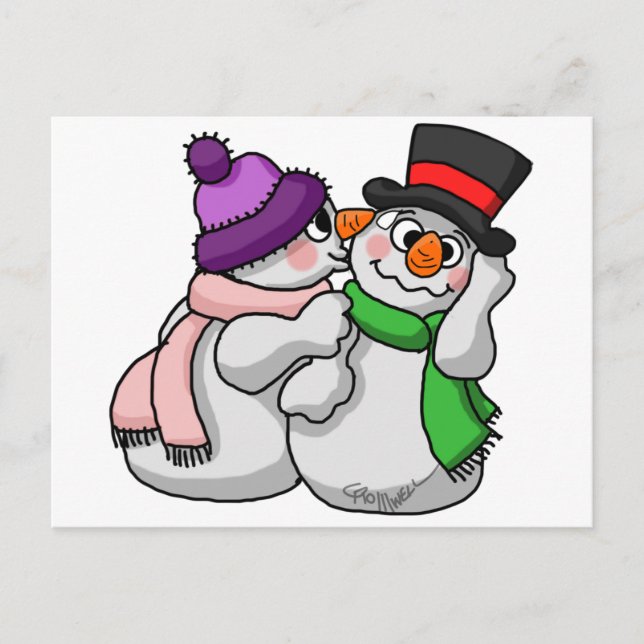 Cartão Postal Snowman Love (Frente)