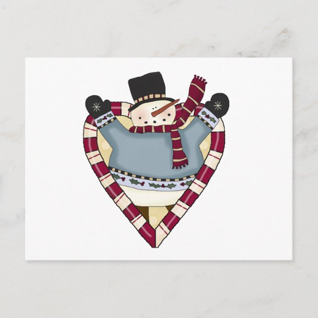 Cartão Postal Snowman Love T-shirts e presentes (Frente)