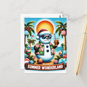 Cartão Postal Snowman num País das Maravilhas de Verão