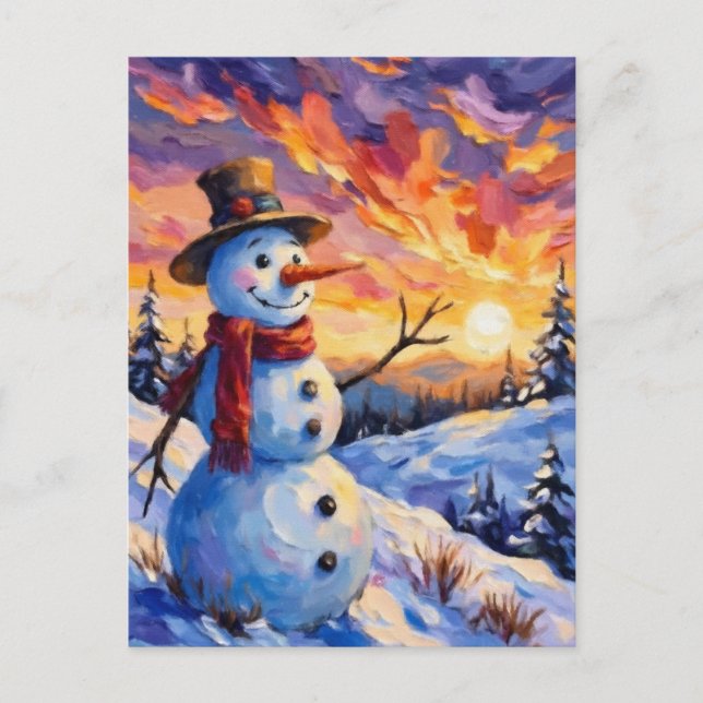 Cartão Postal Snowman para o Natal (Frente)