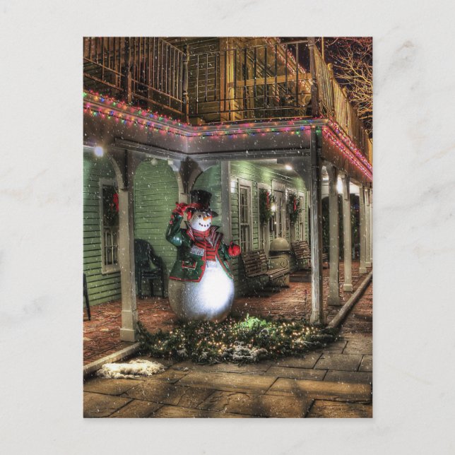 Cartão Postal Snowman Saudações (Frente)