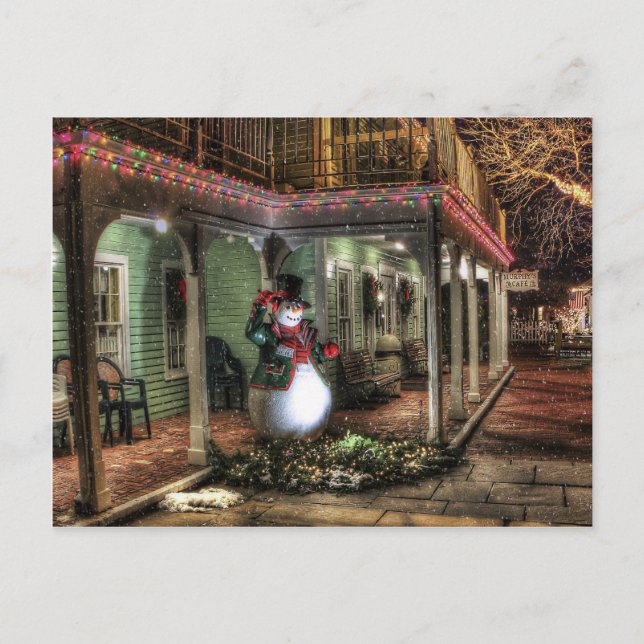 Cartão Postal Snowman Saudações (Frente)