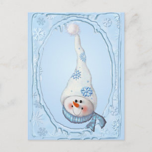 Cartão Postal SNOWMAN, SCARF & SNOW HAT de SHARON SHARPE
