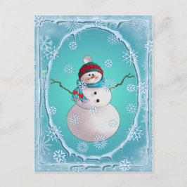 Cartão Postal SNOWMAN, SCARF & SNOW HAT de SHARON SHARPE